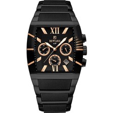 Reward Vıp Siyah Rose Gold Tonneau Kasa Çelik Kordon Erkek Kol Saati