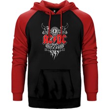 Z zepplin AC DC Black Ice Design Kırmızı Renk Reglan Kol Kapşonlu Sweatshirt