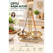 Creatividad Solutions Gold Çiftli Kepçe Kaşık Altlığı Dikey Tezgah Üstü Kaşıklık Standı 18/10 304 Paslanmaz Çelik 723676
