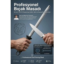 Creatividad Solutions 2 cm Geniş Yüzeyli Şef Bıçak Bileme Masadı 34 cm 18/10 Paslanmaz Çelik Profesyonel Kasap Masadı  Saplı Bileyici 723680