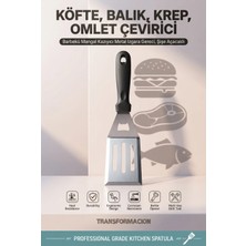 Creatividad Solutions Çelik  Köfte, Balık, Krep, Omlet Çevirici ve Barbekü Mangal Kazıyıcı   Isıya Dayanıklı Sert Plastik Saplı  Çmetal Izgara Gereci, Şişe Açacaklı 723408