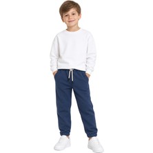 Seftex Erkek / Kız Çocuk Cepli Jogger Eşofman Altı Paçası Lastikli Indigo