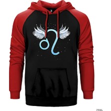 Z zepplin Aslan Burcu İkon Kırmızı Renk Reglan Kol Kapşonlu Sweatshirt