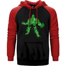 Z zepplin Hulk City Kırmızı Renk Reglan Kol Kapşonlu Sweatshirt