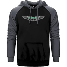 Z zepplin Aston Martin Logo 2 Gri Renk Reglan Kol Kapşonlu Sweatshirt