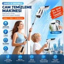 Şarjlı Cam Temizleme Makinesi Vakumlu Cam Silme Makinesi Pencere Ayna Araç Camı 2200MAH