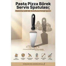 Creatividad Solutions Üçgen Pasta Pizza Börek Servis Spatulası; Paslanmaz Çelik Isıya Dayanıklı Plastik Saplı Kek Turta Sunum Küreği Aparatı 723410