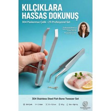 Creatividad Solutions  2'li Balık Kılçığı Temizleme Cımbız Seti Profesyonel Kılçık ve Kemik Ayıklama Aparatı  304 Paslanmaz Çelik 723725