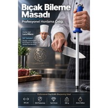 Creatividad Solutions 44 cm Profesyonel Bıçak Bileme Masadı Oval Kasap Şef Honlama Çeliği 304 Paslanmaz Çelik Saplı Bileyici 723678