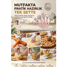 Creatividad Solutions 6 Parça Paslanmaz Çelik Mutfak Hazırlık Seti Pratik Sebze Meyve Soyacağı Pizza Hamur Kesici Rulet Rende Silikon Fırça Spatula 723765