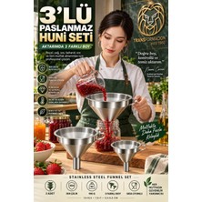Creatividad Solutions  3’lü   18/10 304 Paslanmaz Çelik Huni Seti Mutfak Reçel Yağ Sıvı Aktarma Hunisi 723746