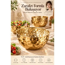 Creatividad Solutions Gold Çelik Dövme Model Mutfak ve Dekorasyon Kasesi 25X14 cm 18/10 Sus 304 Paslanmaz Çelik 723761