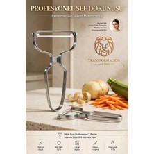 Creatividad Solutions Geniş 9 cm Ağız Sebze Meyve Soyacak  18/10 304 Paslanmaz Çelik Profesyonel  Jülyen Patates Kabuk Soyucu Dilimleyici  723674