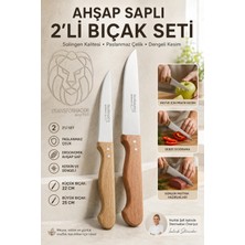 Creatividad Solutions Solingen Ahşap Saplı 2'li Mutfak Bıçak Seti Paslanmaz Çelik Lazer Kesim Meyve Sebze Soyma Ekmek Et Doğrama Bıçağı  18/10 Paslanmaz Çelik 723476