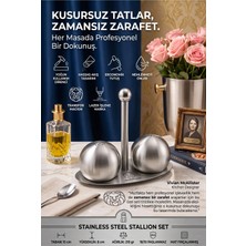 Creatividad Solutions Küre Tuzluk Biberlik Seti - Standlı Metal Baharatlık Takımı  18/10 304 Paslanmaz Çelik   723497