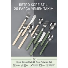 Creatividad Solutions Kore Stili Retro 18/10 Paslanmaz Çelik 20 Parça Çatal Kaşık Bıçak Seti 2 Renk  4 Kişilik Kombin Takımı 723567