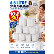 Creatividad Solutions 10 Lu 4.5 Lt Geniş Hava Sızdırmaz Şeffaf Kapaklı Beyaz Mutfak Kiler Erzak Un Bakliyat Deterjan Saklama Kabı Düzenleyici Kutu 723710