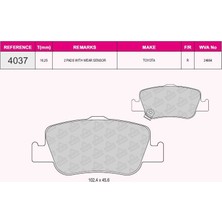 Grap Fren Balatası Arka Toyota Aurıs 1.4 D4D 1.6 07-> Corolla 1.4 D4D 1.6 07-12 Ikaz Kablolu - 94037