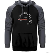 Z zepplin Audi Speedmeter Gri Renk Reglan Kol Kapşonlu Sweatshirt
