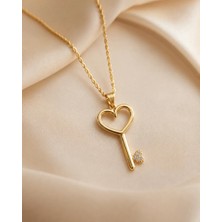 Sarezza Gold Altın Taşlı Kalbimin Anahtarı Kolye Ucu (14 Ayar)