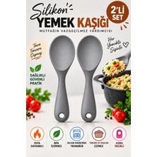 Evolis Kitchen 2 Adet Isıya Dayanıklı Pilav Tatlı Kaşığı Kaşık Seti Asılabilir Kaşık Yanmaz Yapışmaz 22 Cm(Gri)