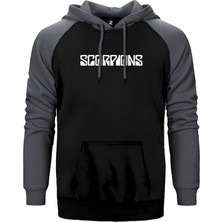 Z zepplin Scorpions Logo Yazı Gri Renk Reglan Kol Kapşonlu Sweatshirt