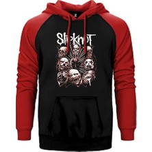 Z zepplin Slipknot Head Kırmızı Renk Reglan Kol Kapşonlu Sweatshirt