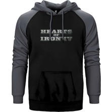 Z zepplin Hearts of Iron IV Silver Logo Gri Renk Reglan Kol Kapşonlu Sweatshirt