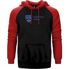 Z zepplin Middlebury College Logo Kırmızı Renk Reglan Kol Kapşonlu Sweatshirt