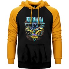Z zepplin Nirvana Poster Sarı Renk Reglan Kol Kapşonlu Sweatshirt