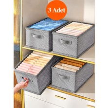 Esmana Living 3 Adet Antrasit Dolap Düzenleyici Katlanabilir Kıyafet Saklama Kutusu 45X25X20 cm