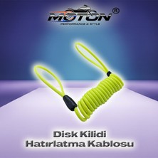 Moton Motosiklet Bisiklet Disk Kilidi Hatırlatma Kablosu 120 cm - Spiralli Güvenlik Halatı