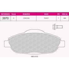 Grap Ön Fren Balatası P308 P3008 1,4 16V / 1,6 16V / 1,6hdı 09 / 07> - 93970