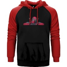 Z zepplin Deadpool Comics Kırmızı Renk Reglan Kol Kapşonlu Sweatshirt