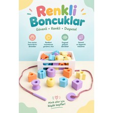 Mibe.co Renkli Boncuklar – Duyusal ve Eğitici Ip Geçirme Oyuncağı