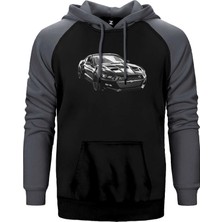 Z zepplin Ford Mustang Galpin Gri Renk Reglan Kol Kapşonlu Sweatshirt