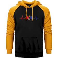 Z zepplin Ping Pong Heartbeat Çift Renk Reglan Kol Sweatshirt / Hoodie