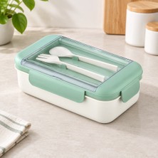 Str Store 2 Bölmeli Beslenme Kabı Şeffaf Kaşıklıklı Kapak