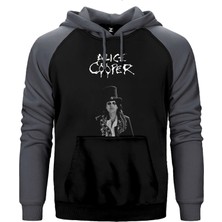 Z zepplin Alice Cooper Face Gri Renk Reglan Kol Kapşonlu Sweatshirt