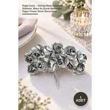 Yenilig 1 Adet Kağıt Çiçek – Gümüş Renk Dekoratif Süsleme, Masa ve Duvar Aksesuarı, Paper Flower Silver Decoration