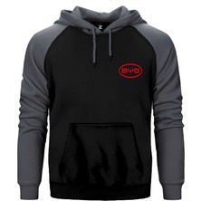 Z zepplin BYD Logo Gri Renk Reglan Kol Kapşonlu Sweatshirt