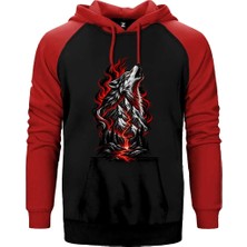Z zepplin Ateş Dağları Bozkurdu Kırmızı Renk Reglan Kol Kapşonlu Sweatshirt