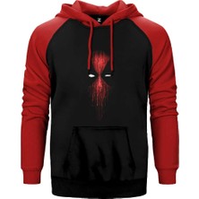 Z zepplin Deadpool Mask Çift Renk Reglan Kol Sweatshirt / Hoodie