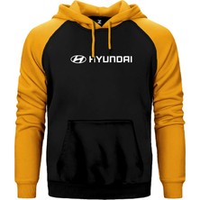 Z zepplin Hyundai Text Logo Sarı Renk Reglan Kol Kapşonlu Sweatshirt