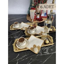 Elzem Tepsi Parlak Gold 6 Adet Dikdörtgen Kulplu Model Servis ve Sunum Tepsisi