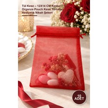 Yenilig 10 Adet Tül Kese – 12X14 cm Kırmızı Organza Pouch Kese Torbası Hediyelik Nikah Şekeri