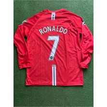 2008 Şampiyonlar Ligi Finali Manchester United Uzun Kol Ronaldo Forması Kırmızı Yetişkin