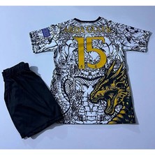 R. Madridd 2024/25 Sezon Beyaz Dragon Desenli Arda Çocuk 2 Li Set (Arma-Black-Red)
