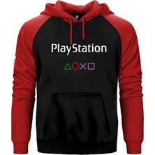 Z zepplin Playstation Text Consol Çift Renk Reglan Kol Sweatshirt / Hoodie