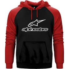 Z zepplin Alpinestars Logo Text Kırmızı Renk Reglan Kol Kapşonlu Sweatshirt